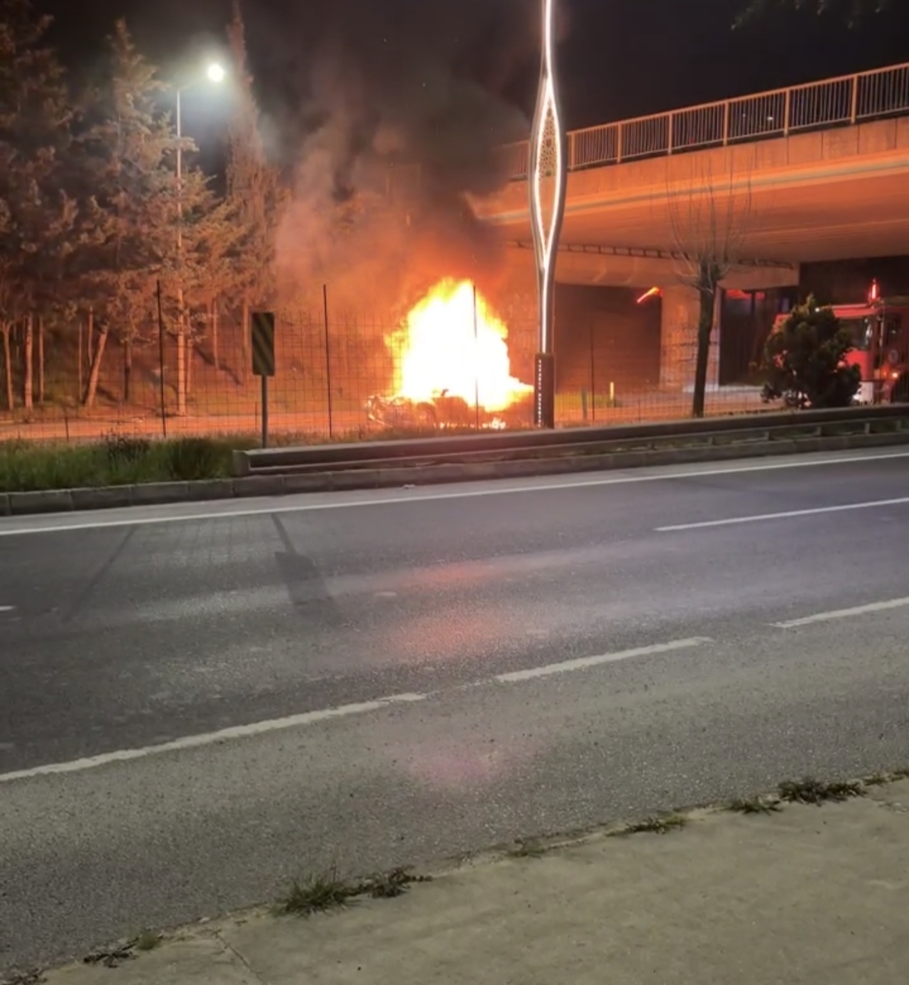 Kapaklı'da kontrolden çıkan otomobil kaza yaptı. Kaza sonrası alev topuna dönen otomobili itfaiye ekipleri söndürdü.