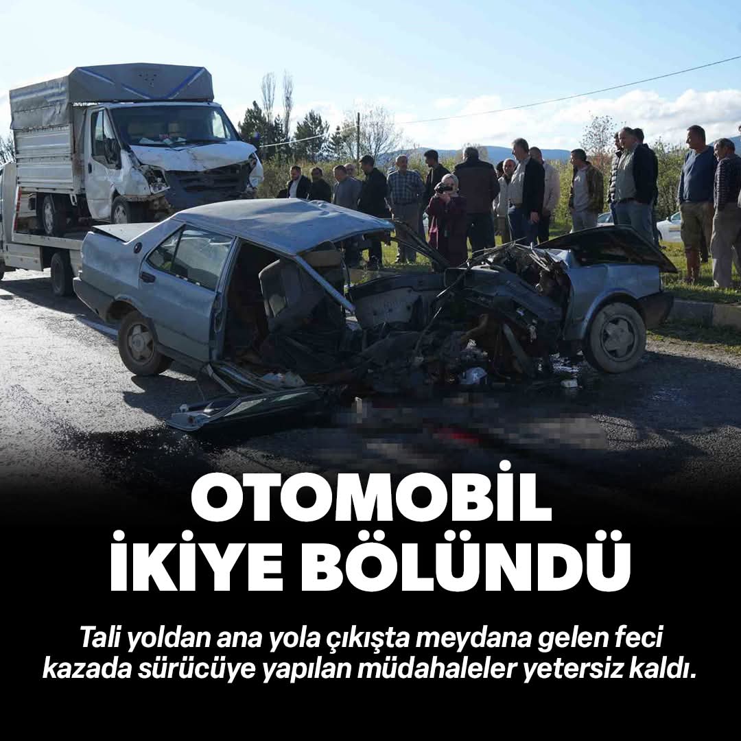 Yaşanan Kazada Otomobil İkiye Bölündü